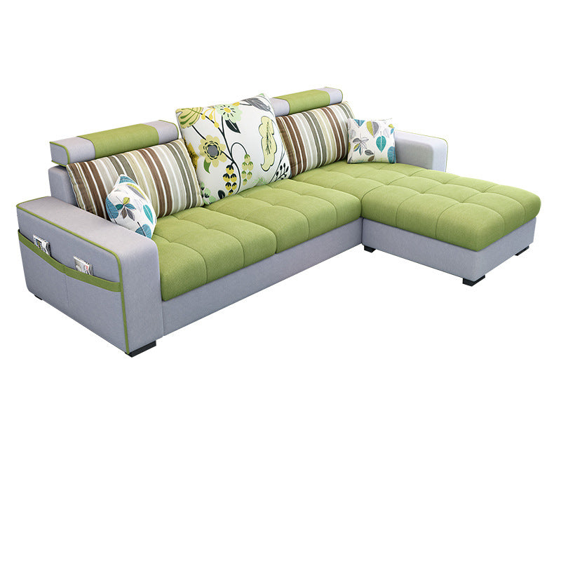 Square Arms Sectional 106.3"L High Back Sofa with Storage for Apartment Green Clearhalo 'Furniture' 'furniture_sectionals' 'kitchen' 'kitchen_sectionals' 'Living Room Furniture' 'Sectionals' 4855783
