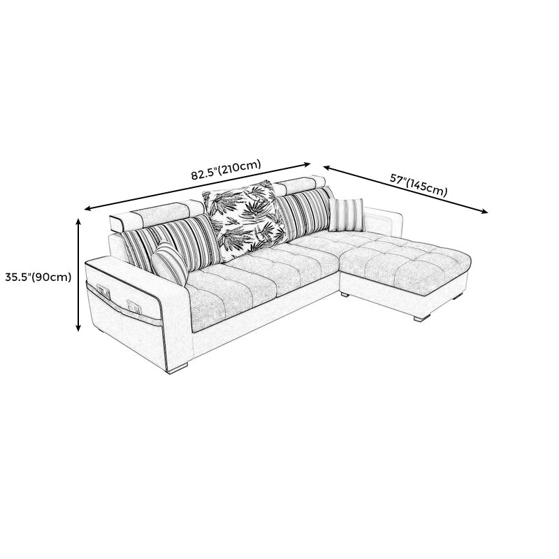 Square Arms Sectional 106.3"L High Back Sofa with Storage for Apartment Clearhalo 'Furniture' 'furniture_sectionals' 'kitchen' 'kitchen_sectionals' 'Living Room Furniture' 'Sectionals' 4855788