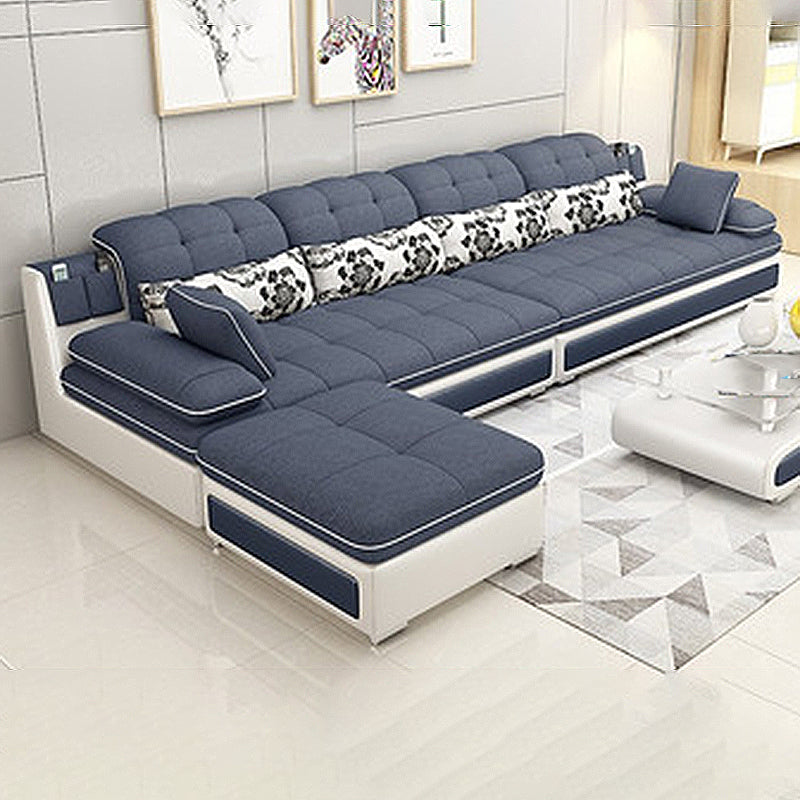 129.92" L√ó 62.99" W √ó 33.46" H Sofa Pillow Top Arm Sectional with Storage Grey Clearhalo 'furn' 'furn_sectionals' 'Furniture' 'furniture_sectionals' 'kitchen' 'kitchen_sectionals' 'Living Room Furniture' 'Sectionals' 4855790