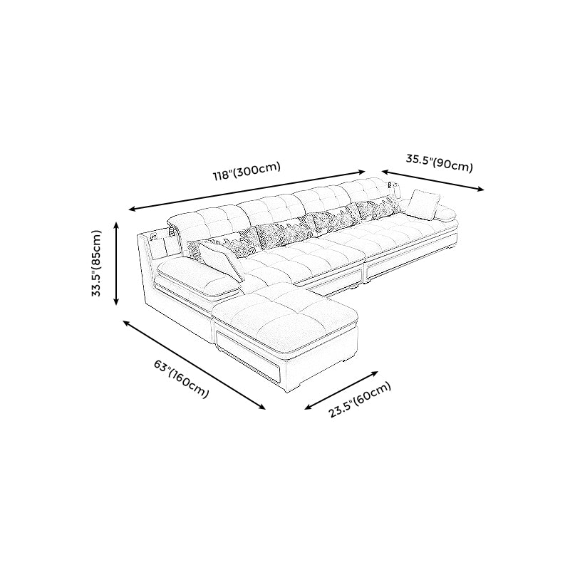 129.92" L√ó 62.99" W √ó 33.46" H Sofa Pillow Top Arm Sectional with Storage Clearhalo 'furn' 'furn_sectionals' 'Furniture' 'furniture_sectionals' 'kitchen' 'kitchen_sectionals' 'Living Room Furniture' 'Sectionals' 4855798