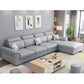 108.26" L x 62.99" W x 31.49" H Sofa Upholstered Arm Sectional with Pillowed Back Cushions Light Gray Faux Leather Clearhalo 'furn' 'furn_sectionals' 'Furniture' 'furniture_sectionals' 'kitchen' 'kitchen_sectionals' 'Living Room Furniture' 'Sectionals' 4855805