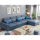 108.26" L x 62.99" W x 31.49" H Sofa Upholstered Arm Sectional with Pillowed Back Cushions Dark Blue Faux Leather Clearhalo 'furn' 'furn_sectionals' 'Furniture' 'furniture_sectionals' 'kitchen' 'kitchen_sectionals' 'Living Room Furniture' 'Sectionals' 4855808