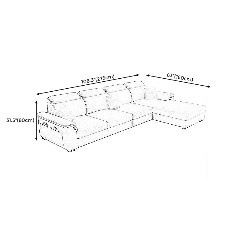 108.26" L x 62.99" W x 31.49" H Sofa Upholstered Arm Sectional with Pillowed Back Cushions Clearhalo 'furn' 'furn_sectionals' 'Furniture' 'furniture_sectionals' 'kitchen' 'kitchen_sectionals' 'Living Room Furniture' 'Sectionals' 4855815