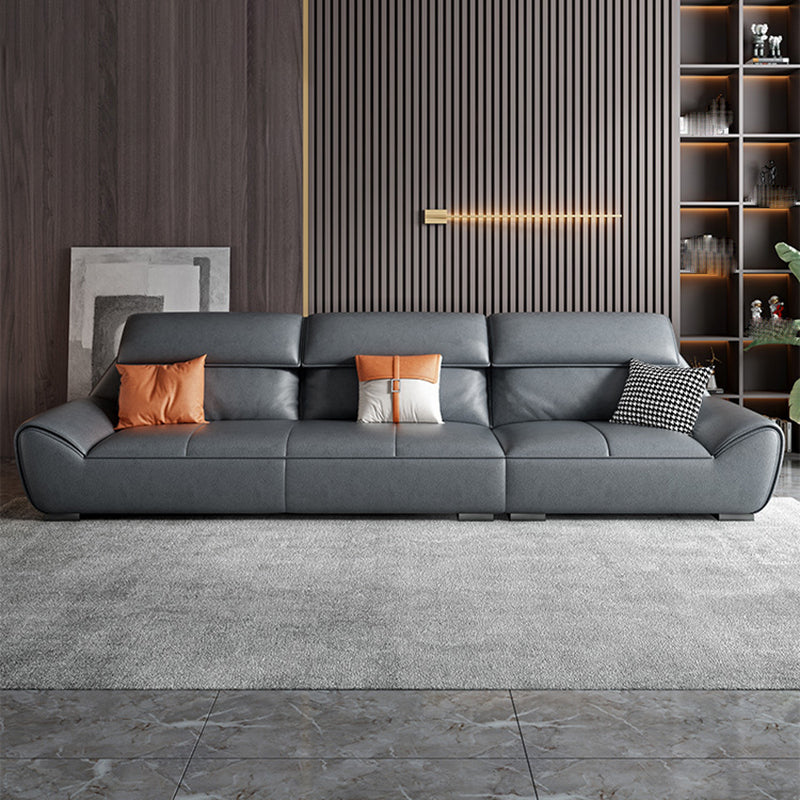 Faux leather High Back Sofa Stain-Resistant Sectional with Flared Arm 98"L x 35"W x 35"H Clearhalo 'furn' 'furn_sectionals' 'Furniture' 'furniture_sectionals' 'kitchen' 'kitchen_sectionals' 'Living Room Furniture' 'Sectionals' 4855816