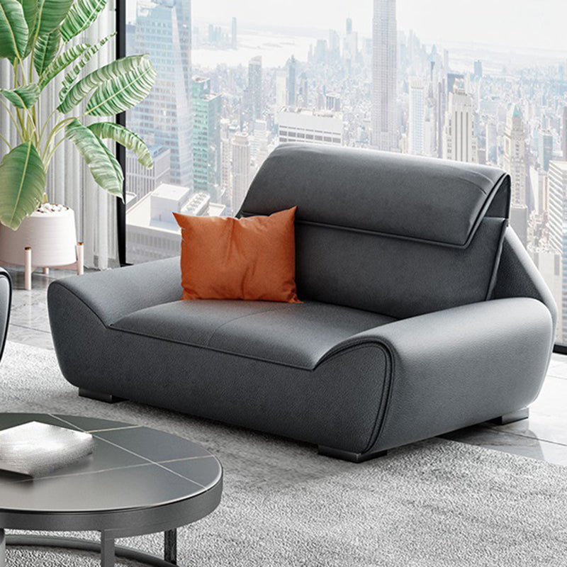 Faux leather High Back Sofa Stain-Resistant Sectional with Flared Arm 42.5"L x 35"W x 35"H Latex Clearhalo 'furn' 'furn_sectionals' 'Furniture' 'furniture_sectionals' 'kitchen' 'kitchen_sectionals' 'Living Room Furniture' 'Sectionals' 4855818