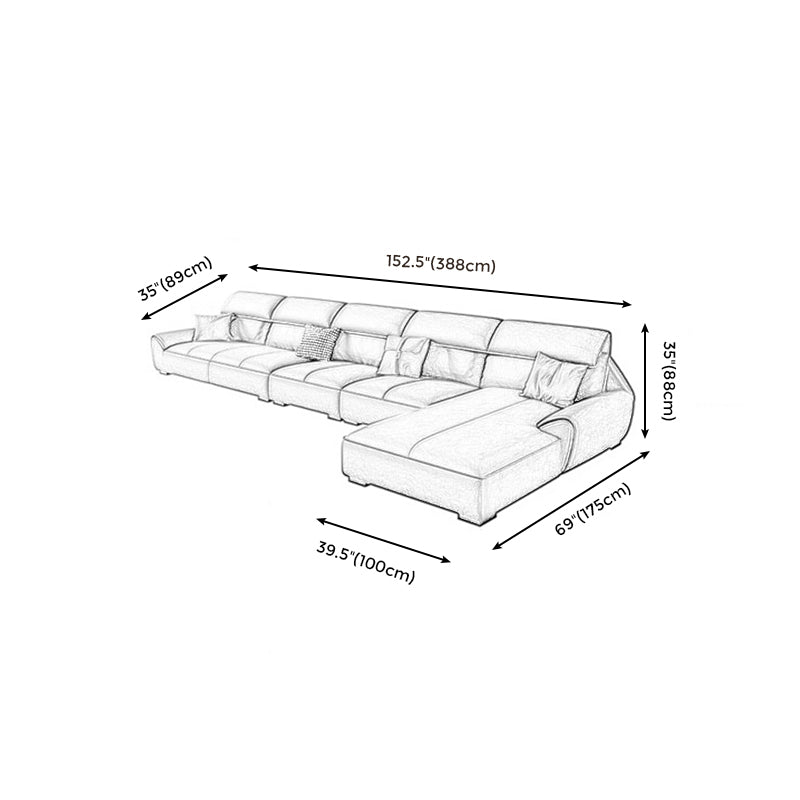 Faux leather High Back Sofa Stain-Resistant Sectional with Flared Arm Clearhalo 'furn' 'furn_sectionals' 'Furniture' 'furniture_sectionals' 'kitchen' 'kitchen_sectionals' 'Living Room Furniture' 'Sectionals' 4855828