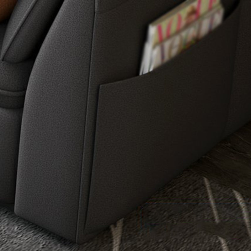 Stain-Resistant Faux Leather Flared Arm Sectional with Pillowed Back Cushions Clearhalo 'furn' 'furn_sectionals' 'Furniture' 'furniture_sectionals' 'kitchen' 'kitchen_sectionals' 'Living Room Furniture' 'Sectionals' 4855835