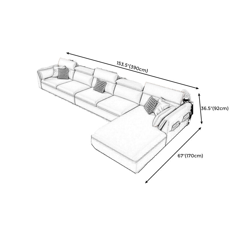 Stain-Resistant Faux Leather Flared Arm Sectional with Pillowed Back Cushions Clearhalo 'furn' 'furn_sectionals' 'Furniture' 'furniture_sectionals' 'kitchen' 'kitchen_sectionals' 'Living Room Furniture' 'Sectionals' 4855840