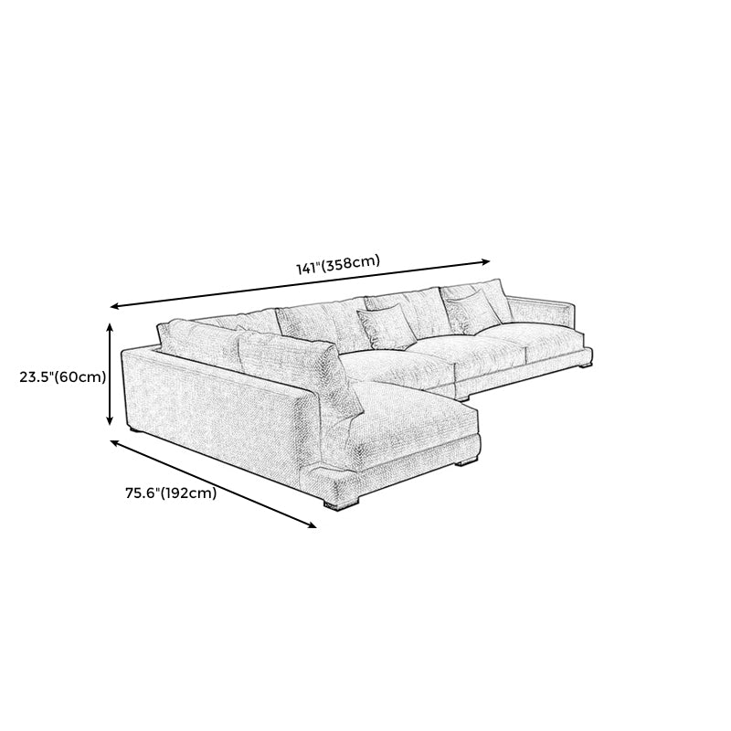 23.6"High Square Arm Sectional Contemporary Sofa and Chaise for Living Room Clearhalo 'furn' 'furn_sectionals' 'Furniture' 'furniture_sectionals' 'kitchen' 'kitchen_sectionals' 'Living Room Furniture' 'Sectionals' 4855859
