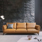 Square Arm Genuine Leather Sofa and Chaise Brown Sectional with Bolster Pillows 110"L x 37"W x 31.5"H Clearhalo 'furn' 'furn_sectionals' 'Furniture' 'furniture_sectionals' 'kitchen' 'kitchen_sectionals' 'Living Room Furniture' 'Sectionals' 4855861