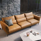 Square Arm Genuine Leather Sofa and Chaise Brown Sectional with Bolster Pillows 94"L x 37"W x 31.5"H Clearhalo 'furn' 'furn_sectionals' 'Furniture' 'furniture_sectionals' 'kitchen' 'kitchen_sectionals' 'Living Room Furniture' 'Sectionals' 4855862