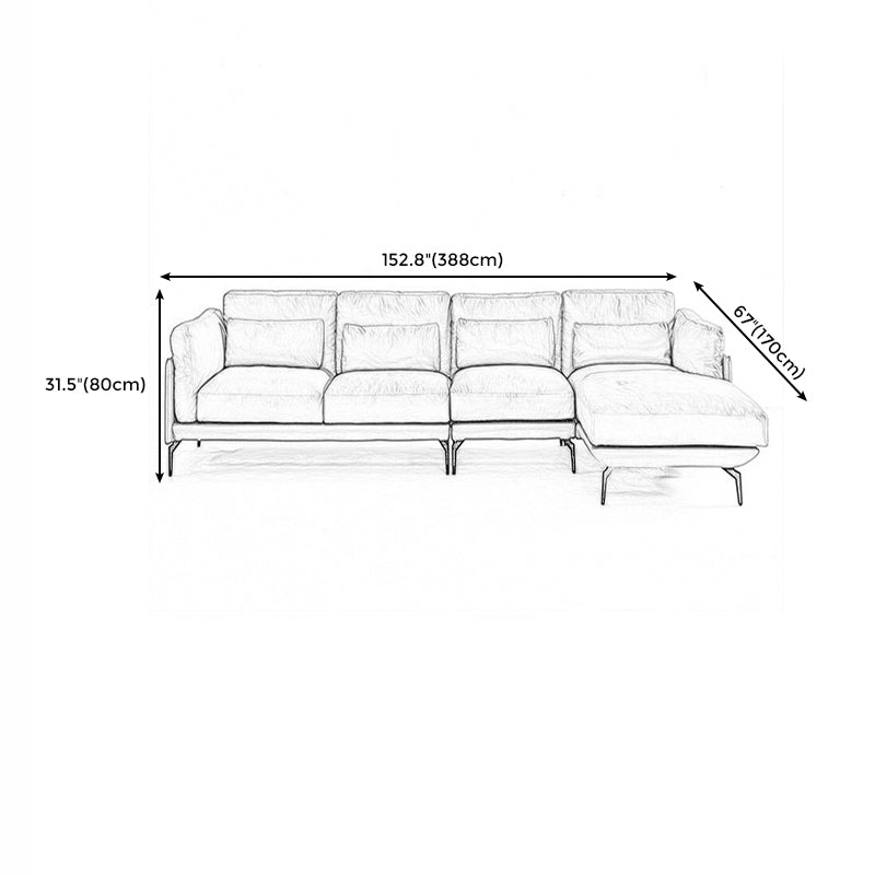 Square Arm Genuine Leather Sofa and Chaise Brown Sectional with Bolster Pillows Clearhalo 'furn' 'furn_sectionals' 'Furniture' 'furniture_sectionals' 'kitchen' 'kitchen_sectionals' 'Living Room Furniture' 'Sectionals' 4855876