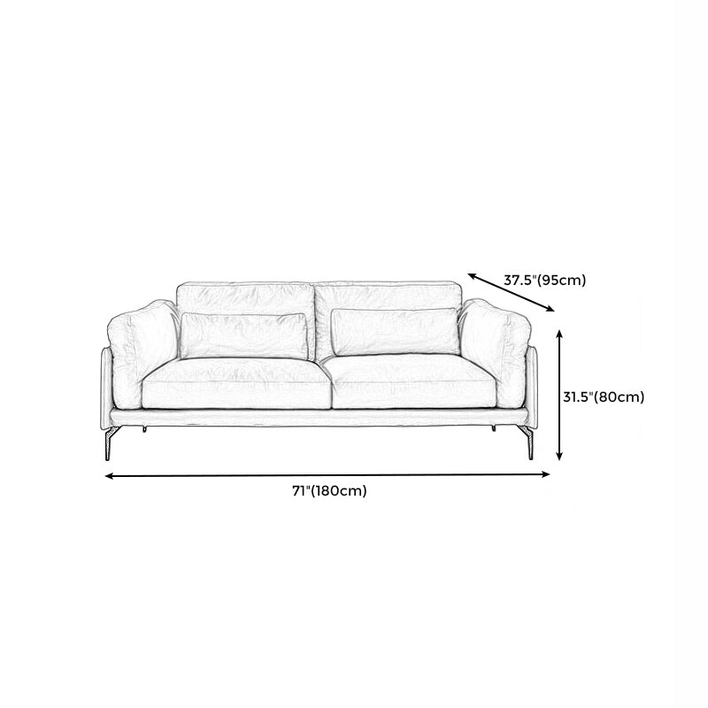 Square Arm Genuine Leather Sofa and Chaise Brown Sectional with Bolster Pillows Clearhalo 'furn' 'furn_sectionals' 'Furniture' 'furniture_sectionals' 'kitchen' 'kitchen_sectionals' 'Living Room Furniture' 'Sectionals' 4855880
