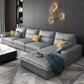 135.8" L √ó 70.9" W √ó 35.4" H Faux Leather sofa and Chaise High Back Square Arm Sectional Light Gray Clearhalo 'furn' 'furn_sectionals' 'Furniture' 'furniture_sectionals' 'kitchen' 'kitchen_sectionals' 'Living Room Furniture' 'Sectionals' 4855884