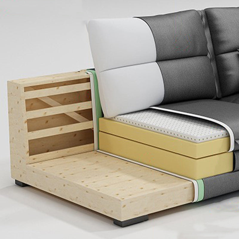 135.8" L √ó 70.9" W √ó 35.4" H Faux Leather sofa and Chaise High Back Square Arm Sectional Clearhalo 'furn' 'furn_sectionals' 'Furniture' 'furniture_sectionals' 'kitchen' 'kitchen_sectionals' 'Living Room Furniture' 'Sectionals' 4855886