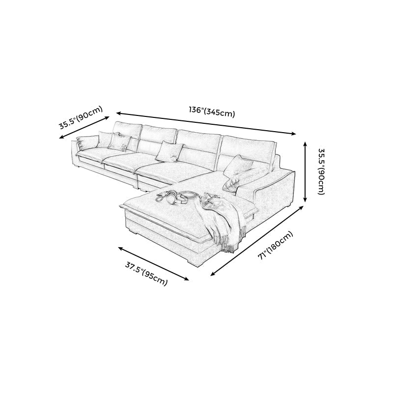 135.8" L √ó 70.9" W √ó 35.4" H Faux Leather sofa and Chaise High Back Square Arm Sectional Clearhalo 'furn' 'furn_sectionals' 'Furniture' 'furniture_sectionals' 'kitchen' 'kitchen_sectionals' 'Living Room Furniture' 'Sectionals' 4855888