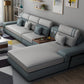 141.73" L√ó 70.86" W √ó 33.46" H Fabric Sofa and Chaise High Back Sloped Arms Sectional Gray-Blue Latex Clearhalo 'furn' 'furn_sectionals' 'Furniture' 'furniture_sectionals' 'kitchen' 'kitchen_sectionals' 'Living Room Furniture' 'Sectionals' 4855890