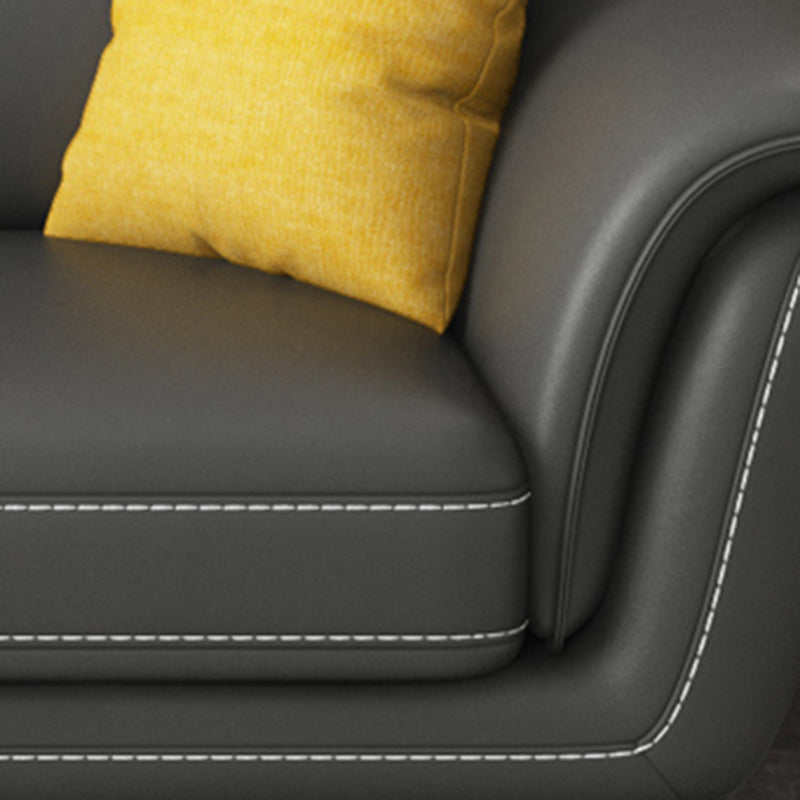 Modern Genuine Leather Sofa High Back Sectional with Pillow Top Arm Clearhalo 'furn' 'furn_sectionals' 'Furniture' 'furniture_sectionals' 'kitchen' 'kitchen_sectionals' 'Living Room Furniture' 'Sectionals' 4855909