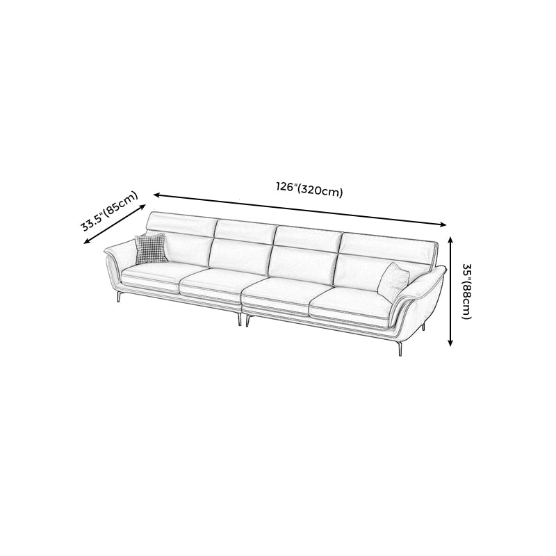 Modern Genuine Leather Sofa High Back Sectional with Pillow Top Arm Clearhalo 'furn' 'furn_sectionals' 'Furniture' 'furniture_sectionals' 'kitchen' 'kitchen_sectionals' 'Living Room Furniture' 'Sectionals' 4855914