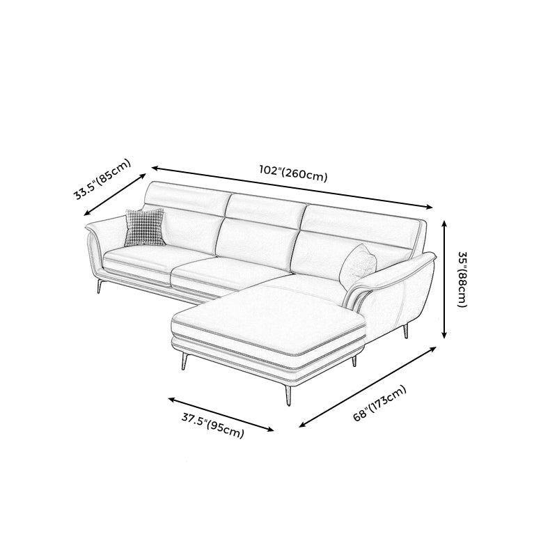 Modern Genuine Leather Sofa High Back Sectional with Pillow Top Arm Clearhalo 'furn' 'furn_sectionals' 'Furniture' 'furniture_sectionals' 'kitchen' 'kitchen_sectionals' 'Living Room Furniture' 'Sectionals' 4855915