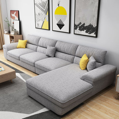Contemporary Linen Pillow Top Arm Sectional with Removable Cushions for Living Room Grey Clearhalo 'furn' 'furn_sectionals' 'Furniture' 'furniture_sectionals' 'kitchen' 'kitchen_sectionals' 'Living Room Furniture' 'Sectionals' 4855918