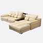 Genuine Leather Pillow Top Arm Sofa Cream Sectional with Removable Cushions 121"L x 69"W x 35"H Sponge Clearhalo 'furn' 'furn_sectionals' 'Furniture' 'furniture_sectionals' 'kitchen' 'kitchen_sectionals' 'Living Room Furniture' 'Sectionals' 4855929