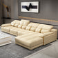 Genuine Leather Pillow Top Arm Sofa Cream Sectional with Removable Cushions 134"L x 69"W x 35"H Latex Clearhalo 'furn' 'furn_sectionals' 'Furniture' 'furniture_sectionals' 'kitchen' 'kitchen_sectionals' 'Living Room Furniture' 'Sectionals' 4855932