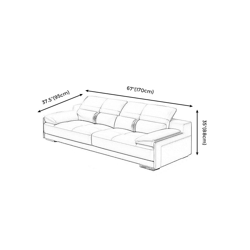 Genuine Leather Pillow Top Arm Sofa Cream Sectional with Removable Cushions Clearhalo 'furn' 'furn_sectionals' 'Furniture' 'furniture_sectionals' 'kitchen' 'kitchen_sectionals' 'Living Room Furniture' 'Sectionals' 4855939