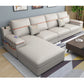 108.66"L x 64.96"W x 35.43"H 4-seat Sofa Cushion Back Scooped Arm Sectionals with Storage Off-White Faux Leather Latex Clearhalo 'furn' 'furn_sectionals' 'Furniture' 'furniture_sectionals' 'kitchen' 'kitchen_sectionals' 'Living Room Furniture' 'Sectionals' 4855958