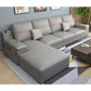 4-seat Cushion Back Sofa 109"L x 65"W x 35.5"H Recessed Arm Sectional with Storage Light Gray Faux Leather Clearhalo 'furn' 'furn_sectionals' 'Furniture' 'furniture_sectionals' 'kitchen' 'kitchen_sectionals' 'Living Room Furniture' 'Sectionals' 4855965