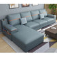 4-seat Cushion Back Sofa 109"L x 65"W x 35.5"H Recessed Arm Sectional with Storage Blue Faux Leather Clearhalo 'furn' 'furn_sectionals' 'Furniture' 'furniture_sectionals' 'kitchen' 'kitchen_sectionals' 'Living Room Furniture' 'Sectionals' 4855966