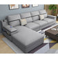 4-seat Cushion Back Sofa 109"L x 65"W x 35.5"H Recessed Arm Sectional with Storage Light Gray Cotton Blend Clearhalo 'furn' 'furn_sectionals' 'Furniture' 'furniture_sectionals' 'kitchen' 'kitchen_sectionals' 'Living Room Furniture' 'Sectionals' 4855972