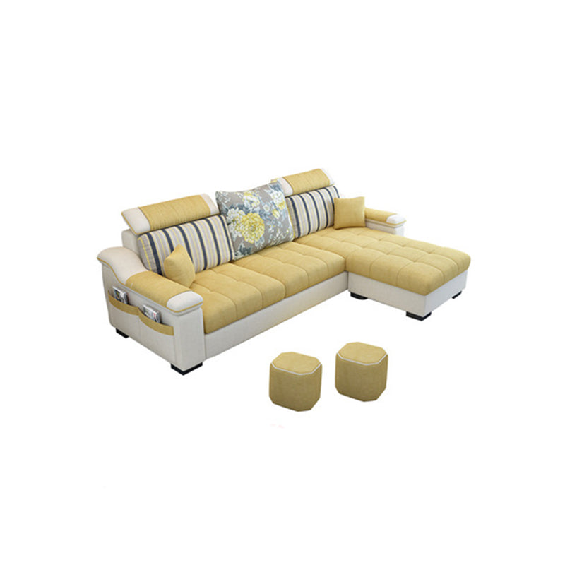 Modern Scooped Arm Sectional 106.3"L x 57"W x 35.43"H High Back Sofa with Storage Yellow Clearhalo 'furn' 'furn_sectionals' 'Furniture' 'furniture_sectionals' 'kitchen' 'kitchen_sectionals' 'Living Room Furniture' 'Sectionals' 4855995