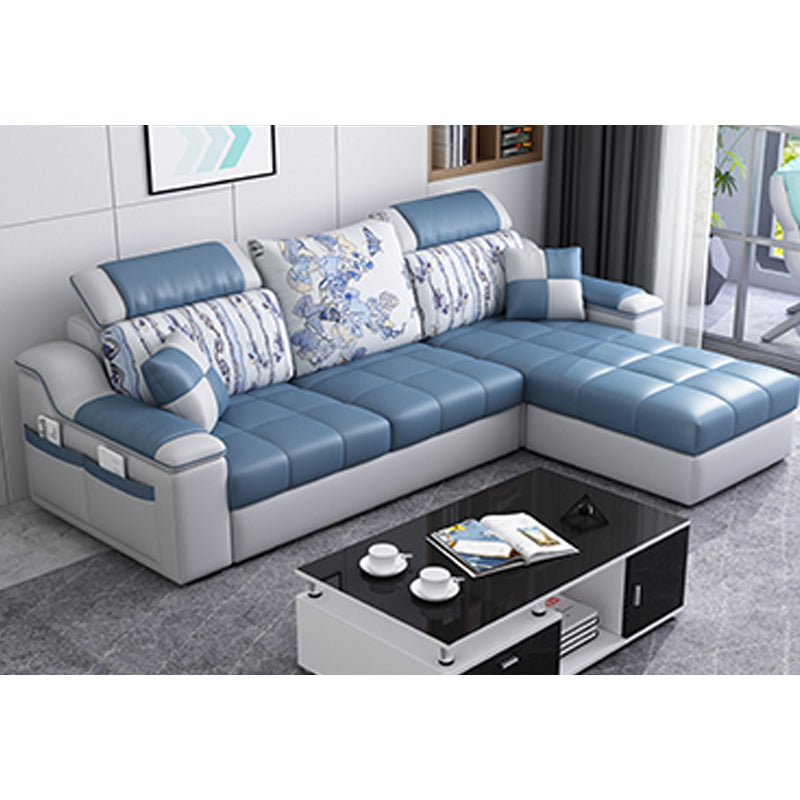 Modern Scooped Arm Sectional 106.3"L x 57"W x 35.43"H High Back Sofa with Storage White-Blue Clearhalo 'furn' 'furn_sectionals' 'Furniture' 'furniture_sectionals' 'kitchen' 'kitchen_sectionals' 'Living Room Furniture' 'Sectionals' 4855998