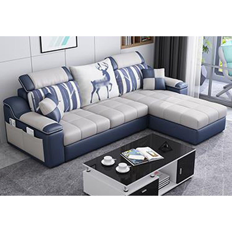 Modern Scooped Arm Sectional 106.3"L x 57"W x 35.43"H High Back Sofa with Storage Blue-Gray Clearhalo 'furn' 'furn_sectionals' 'Furniture' 'furniture_sectionals' 'kitchen' 'kitchen_sectionals' 'Living Room Furniture' 'Sectionals' 4856001