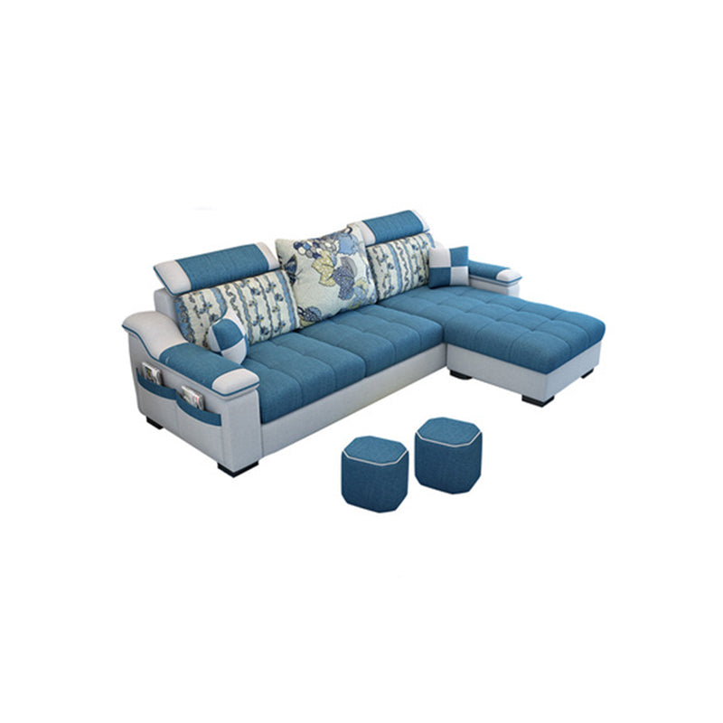 Modern Scooped Arm Sectional 106.3"L x 57"W x 35.43"H High Back Sofa with Storage Dark Blue Clearhalo 'furn' 'furn_sectionals' 'Furniture' 'furniture_sectionals' 'kitchen' 'kitchen_sectionals' 'Living Room Furniture' 'Sectionals' 4856002