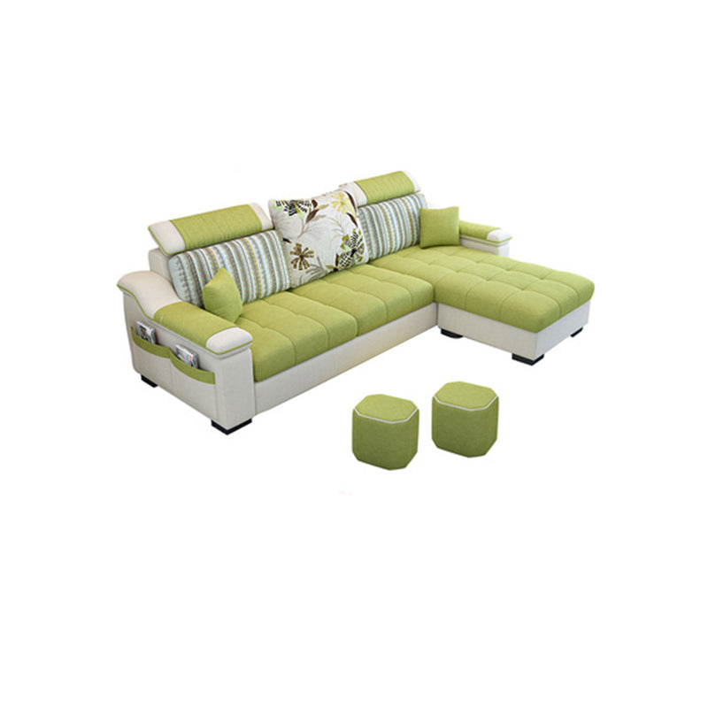 Modern Scooped Arm Sectional 106.3"L x 57"W x 35.43"H High Back Sofa with Storage Green Clearhalo 'furn' 'furn_sectionals' 'Furniture' 'furniture_sectionals' 'kitchen' 'kitchen_sectionals' 'Living Room Furniture' 'Sectionals' 4856005