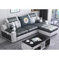 Modern Scooped Arm Sectional 106.3"L x 57"W x 35.43"H High Back Sofa with Storage White-Black Clearhalo 'furn' 'furn_sectionals' 'Furniture' 'furniture_sectionals' 'kitchen' 'kitchen_sectionals' 'Living Room Furniture' 'Sectionals' 4856006