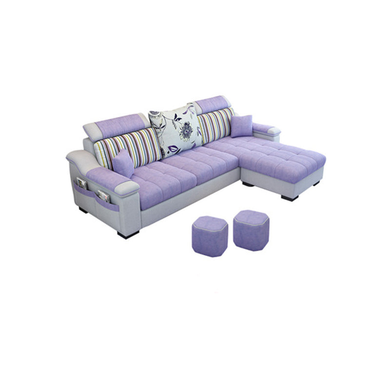 Modern Scooped Arm Sectional 106.3"L x 57"W x 35.43"H High Back Sofa with Storage Grape Clearhalo 'furn' 'furn_sectionals' 'Furniture' 'furniture_sectionals' 'kitchen' 'kitchen_sectionals' 'Living Room Furniture' 'Sectionals' 4856008