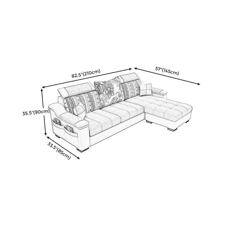 Modern Scooped Arm Sectional 106.3"L x 57"W x 35.43"H High Back Sofa with Storage Clearhalo 'furn' 'furn_sectionals' 'Furniture' 'furniture_sectionals' 'kitchen' 'kitchen_sectionals' 'Living Room Furniture' 'Sectionals' 4856015