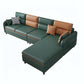 Modern Right Hand Facing Sofa and Chaise 4-seater Sectional with Pillow Back Blackish Green Latex Clearhalo 'furn' 'furn_sectionals' 'Furniture' 'furniture_sectionals' 'kitchen' 'kitchen_sectionals' 'Living Room Furniture' 'Sectionals' 4856021
