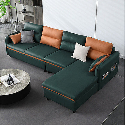 Modern Right Hand Facing Sofa Square Arm Modular Sectional with for Four People Blackish Green Memory Foam Clearhalo 'furn' 'furn_sectionals' 'Furniture' 'furniture_sectionals' 'kitchen' 'kitchen_sectionals' 'Living Room Furniture' 'Sectionals' 4856043