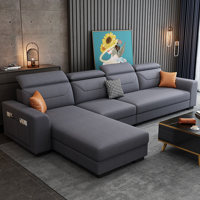 108.66"L x 57.09"W x 35.43"H 4-seat Cushion Back Sofa Tuxedo Arm Sectionals with Storage Dark Gray Clearhalo 'furn' 'furn_sectionals' 'Furniture' 'furniture_sectionals' 'kitchen' 'kitchen_sectionals' 'Living Room Furniture' 'Sectionals' 4856067