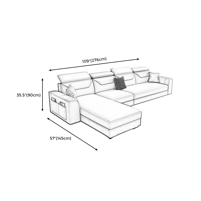 108.66"L x 57.09"W x 35.43"H 4-seat Cushion Back Sofa Tuxedo Arm Sectionals with Storage Clearhalo 'furn' 'furn_sectionals' 'Furniture' 'furniture_sectionals' 'kitchen' 'kitchen_sectionals' 'Living Room Furniture' 'Sectionals' 4856083