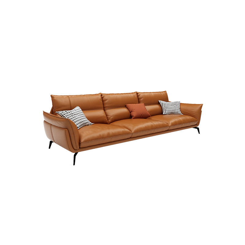 Tan Contemporary Pillow Top Arm Sofa/Sectional with Removable Cushions for Living Room 87"L x 35.5"W x 33"H Clearhalo 'furn' 'furn_sectionals' 'Furniture' 'furniture_sectionals' 'kitchen' 'kitchen_sectionals' 'Living Room Furniture' 'Sectionals' 4856086