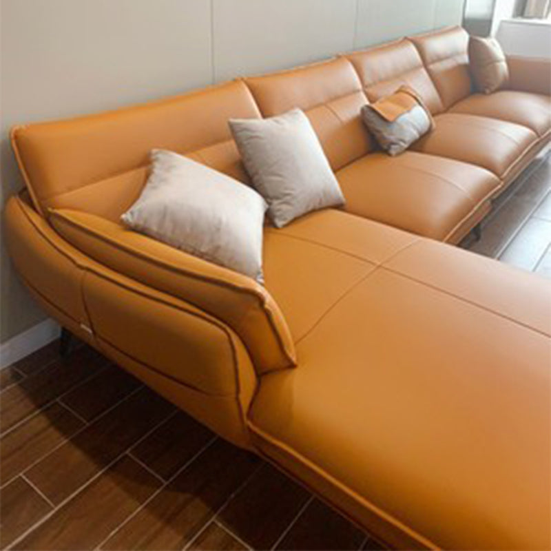 Tan Contemporary Pillow Top Arm Sofa/Sectional with Removable Cushions for Living Room Clearhalo 'furn' 'furn_sectionals' 'Furniture' 'furniture_sectionals' 'kitchen' 'kitchen_sectionals' 'Living Room Furniture' 'Sectionals' 4856092