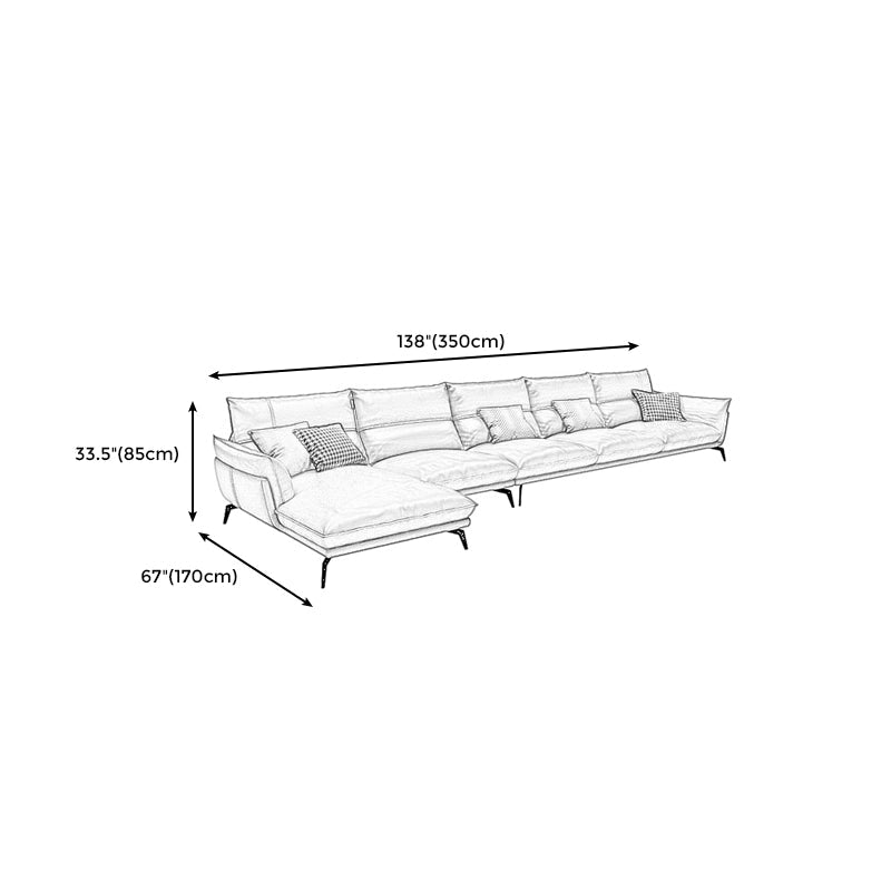 Tan Contemporary Pillow Top Arm Sofa/Sectional with Removable Cushions for Living Room Clearhalo 'furn' 'furn_sectionals' 'Furniture' 'furniture_sectionals' 'kitchen' 'kitchen_sectionals' 'Living Room Furniture' 'Sectionals' 4856100