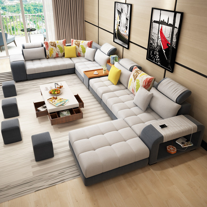 Modern Pillowed Back Cushions Sofa Tufted Sectionalwith Storage for Living Room Dark Gray-White Velvet Latex Clearhalo 'furn' 'furn_sectionals' 'Furniture' 'furniture_sectionals' 'kitchen' 'kitchen_sectionals' 'Living Room Furniture' 'Sectionals' 4856103