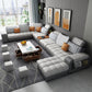 Modern Pillowed Back Cushions Sofa Tufted Sectionalwith Storage for Living Room White-Gray Faux Leather Clearhalo 'furn' 'furn_sectionals' 'Furniture' 'furniture_sectionals' 'kitchen' 'kitchen_sectionals' 'Living Room Furniture' 'Sectionals' 4856109