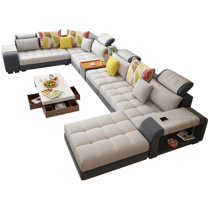 Modern Pillowed Back Cushions Sofa Tufted Sectionalwith Storage for Living Room Dark Gray-White Velvet Sponge Clearhalo 'furn' 'furn_sectionals' 'Furniture' 'furniture_sectionals' 'kitchen' 'kitchen_sectionals' 'Living Room Furniture' 'Sectionals' 4856111